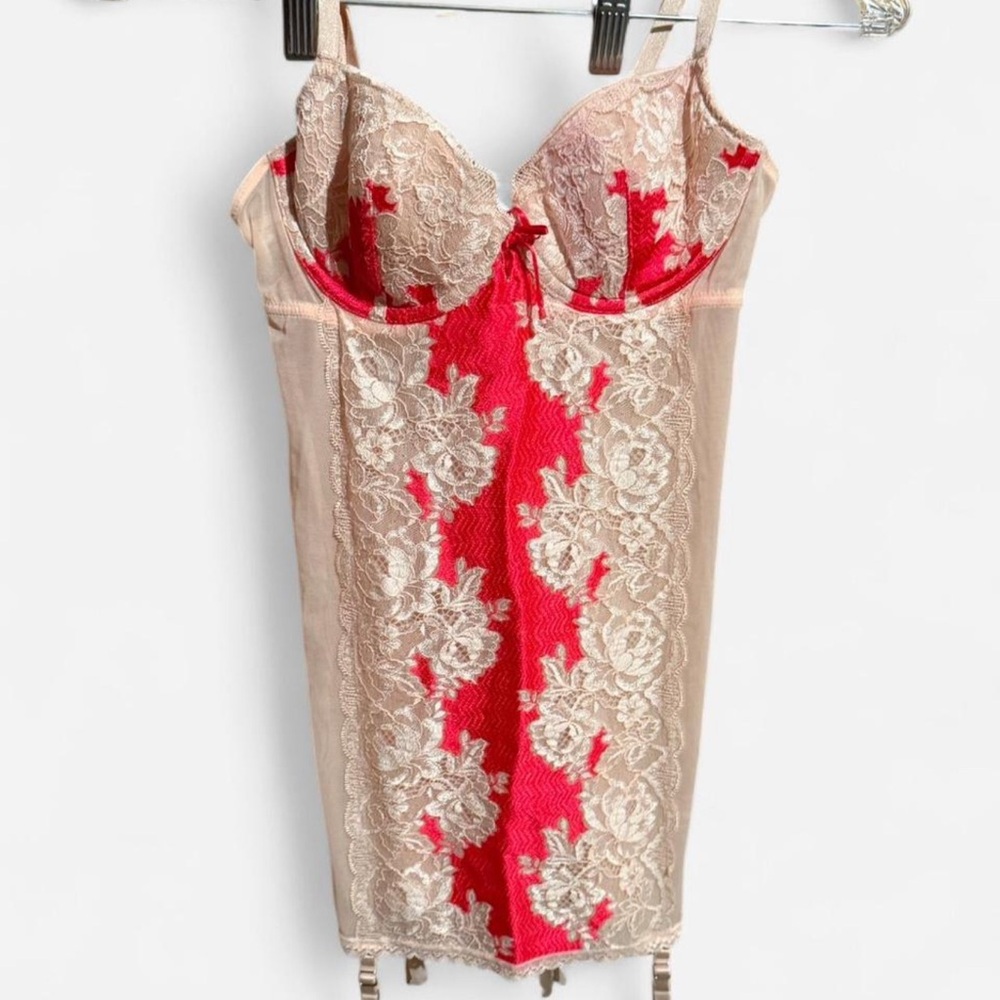 Victoria's Secret Red and Cream Lace Chemise